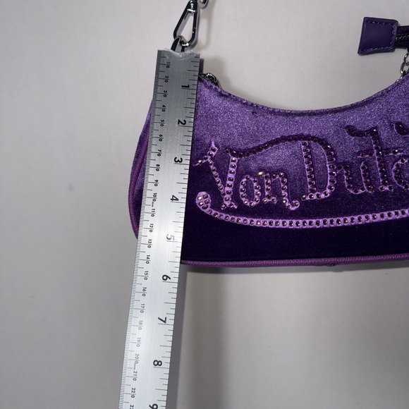 Purple Velvet Von Dutch Shoulder Bag Purse Y2K Retro Style NWT - Picture 7 of 10